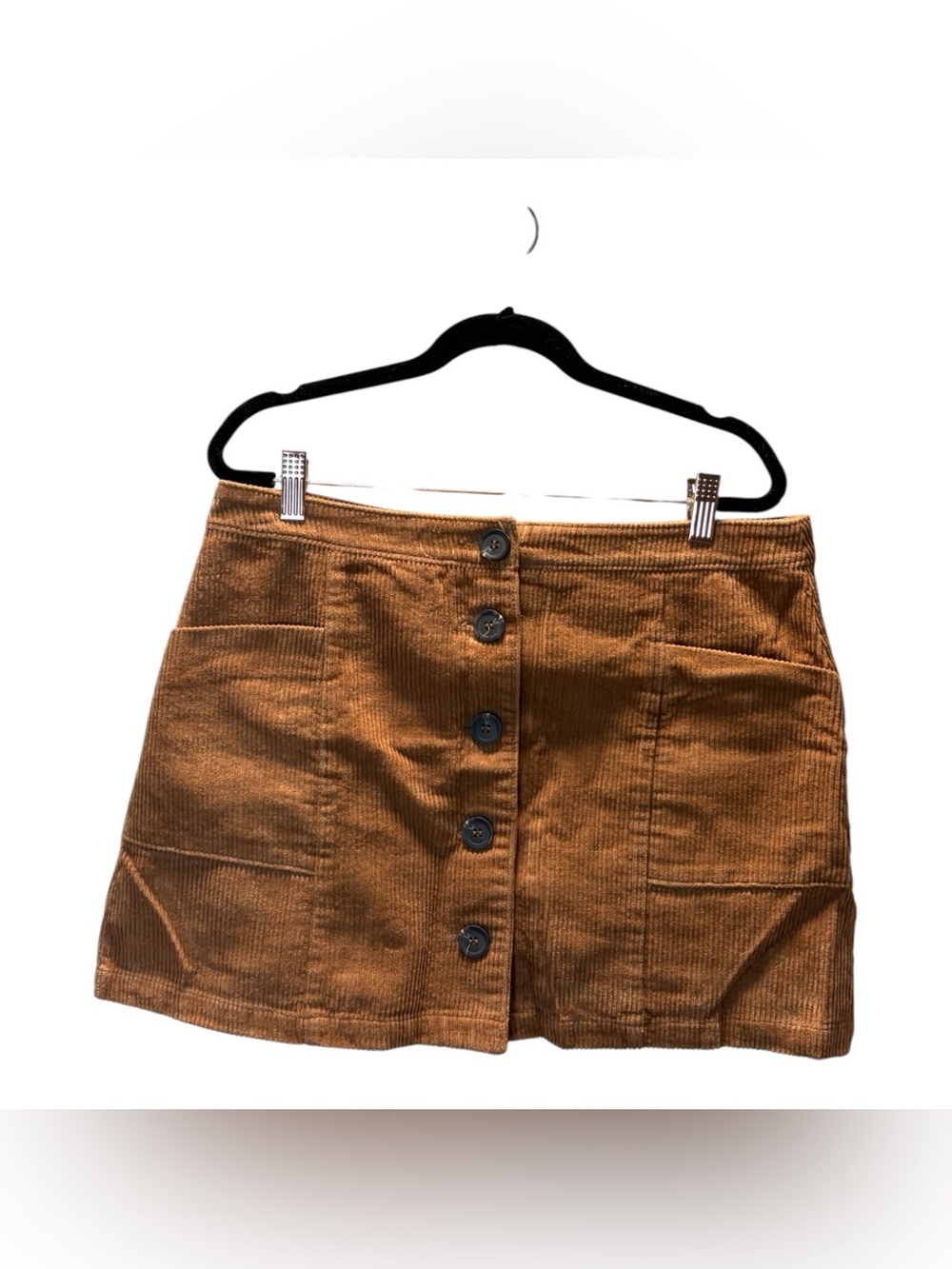 Chloe & Katie Button-Front Corduroy Mini Skirt in Rust